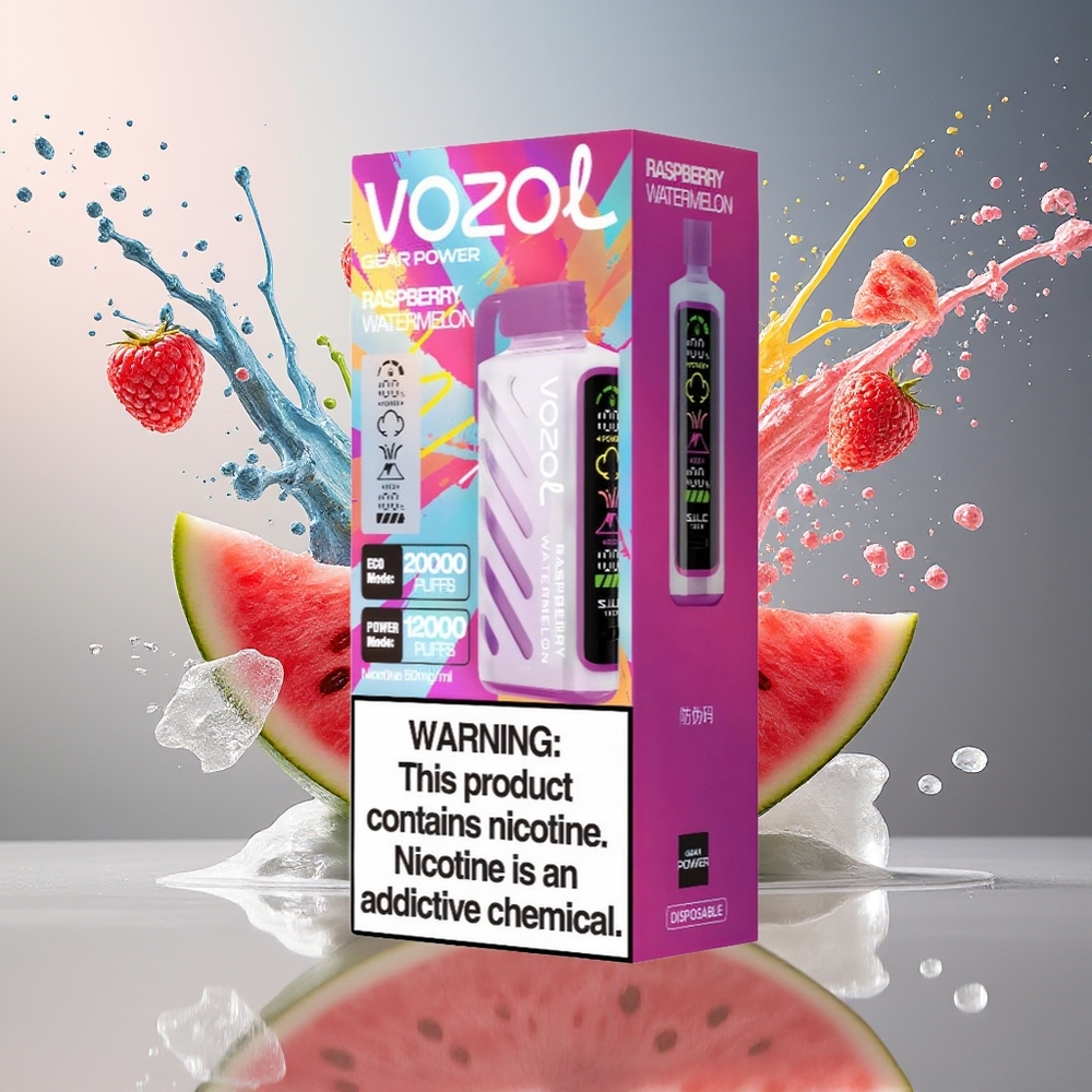 VOZOL Gear Power 20000 Puffs Norge Engros Dual Mesh Coil Bringebær Vannmelon
