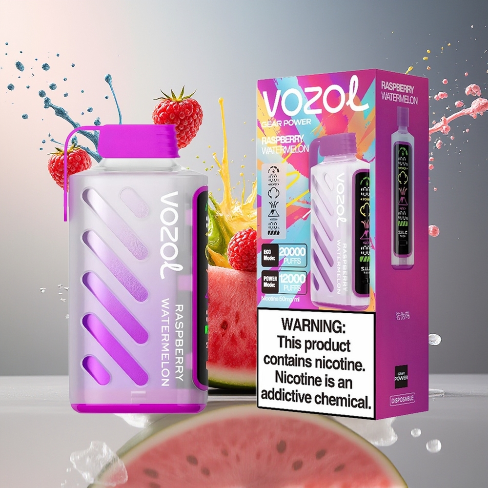 VOZOL Gear Power 20000 Puffs Norge Engros Dual Mesh Coil Bringebær Vannmelon