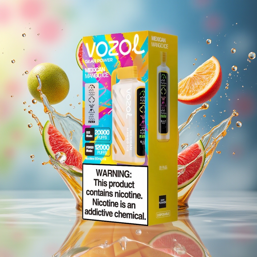VOZOL Gear Power 20000 Puffs Norge Engros Dual Mesh Coil Mexicansk Mango Is