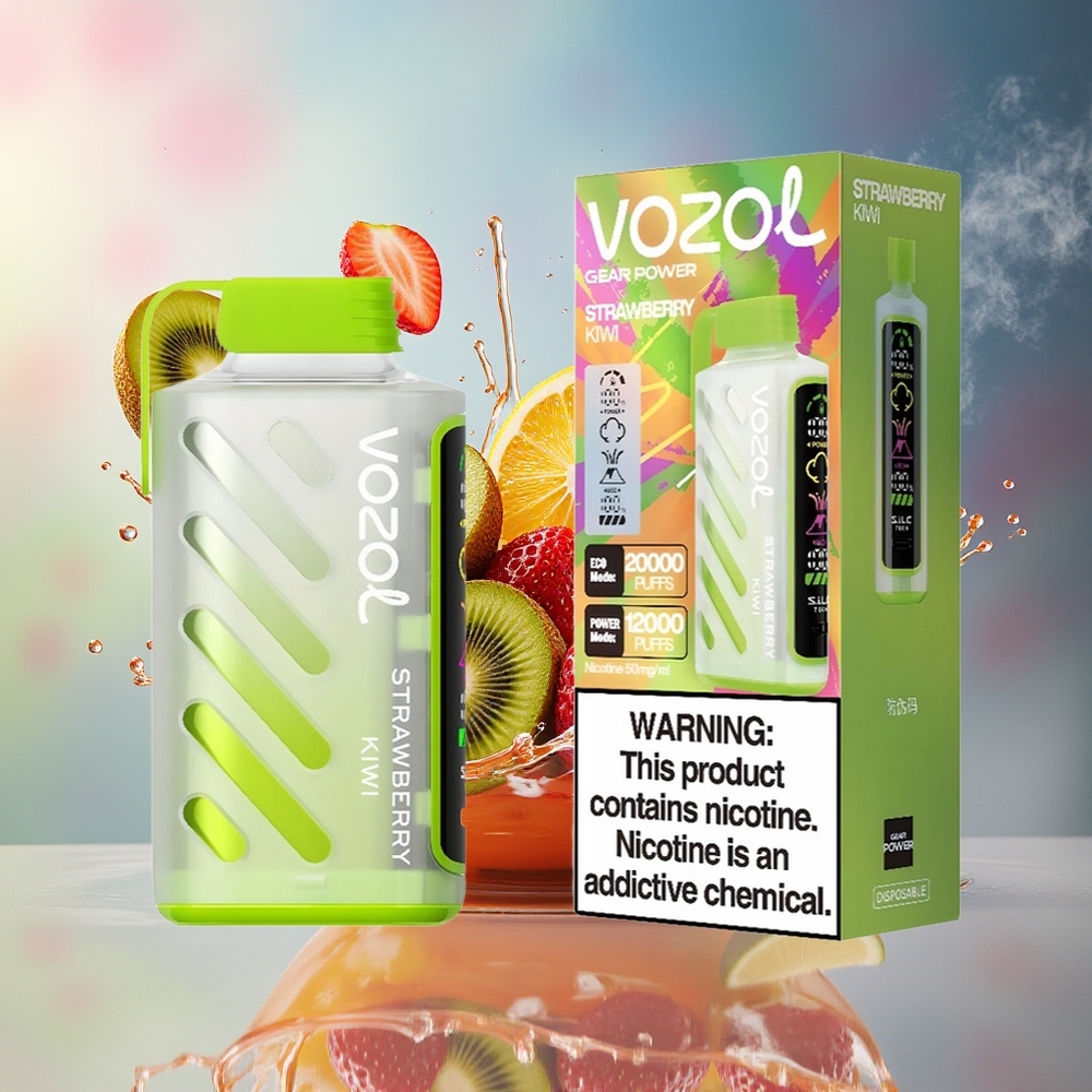 VOZOL Gear Power 20000 Puffs Norge Engros Full Skjerm Jordbær Kiwi 20mL 50mg