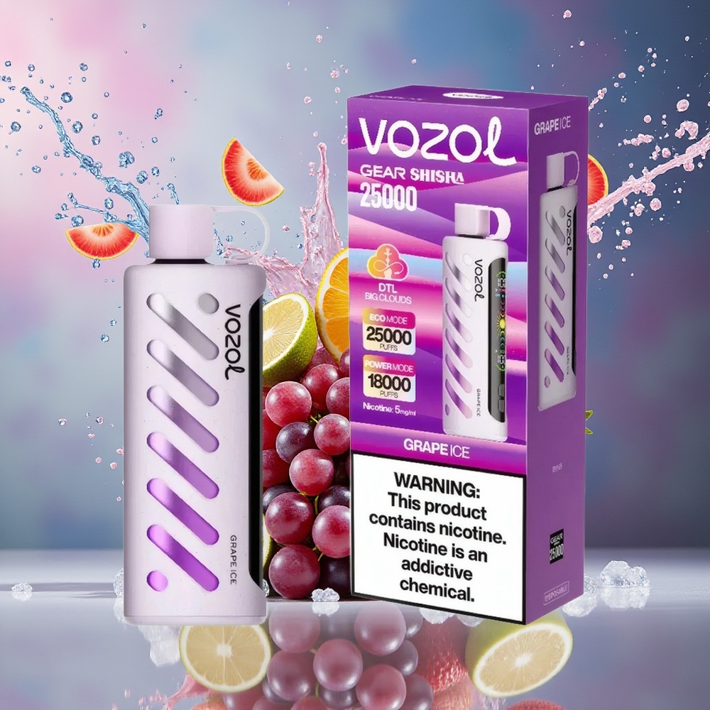 VOZOL Gear Shisha 25000 Puffs Dual Mesh Grape Is Norge Engros