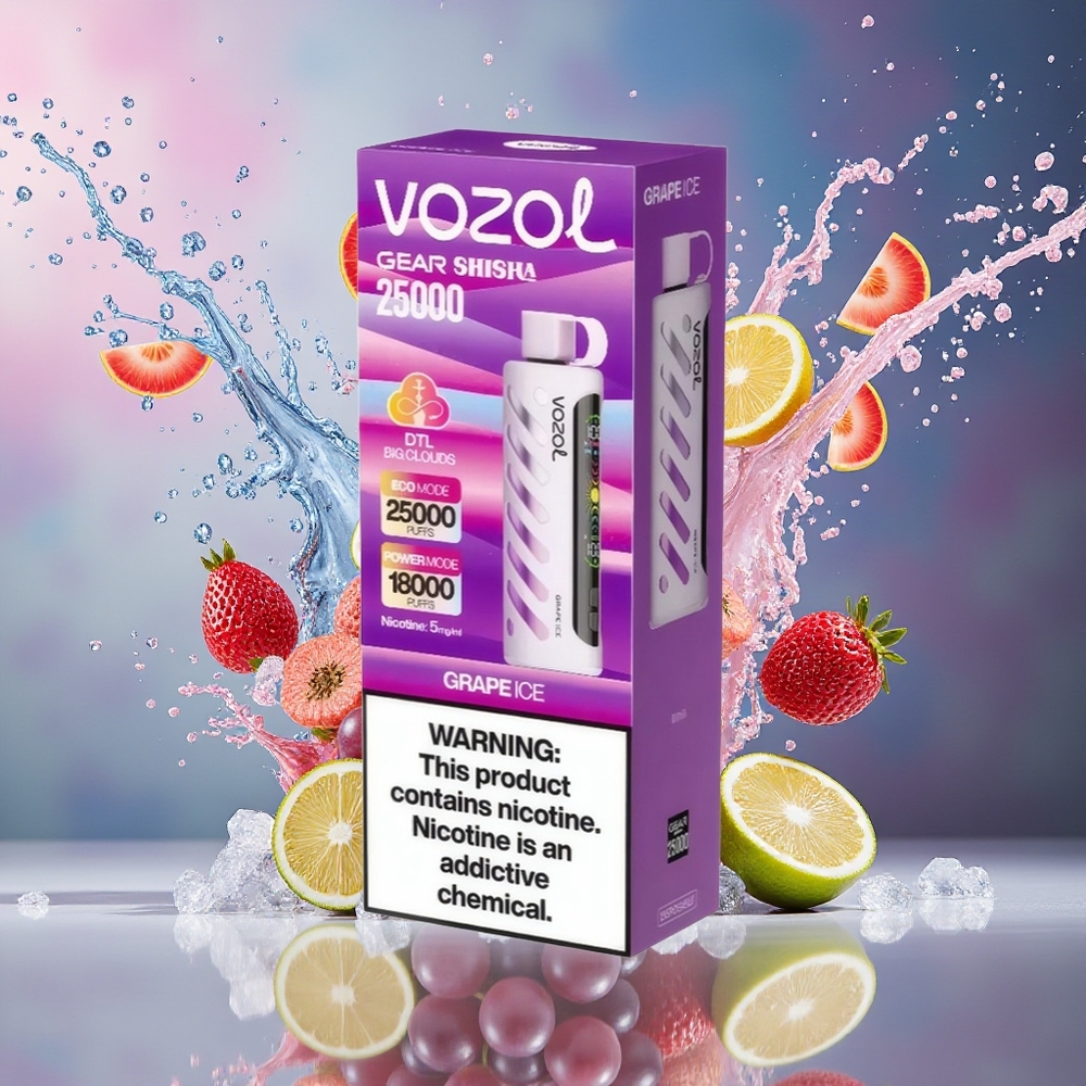 VOZOL Gear Shisha 25000 Puffs Dual Mesh Grape Is Norge Engros
