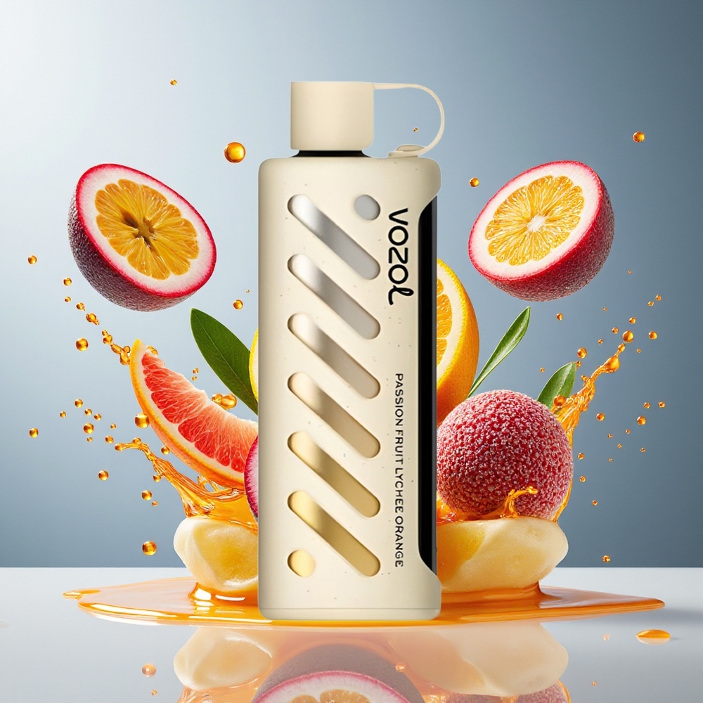 VOZOL Gear Shisha 25000 Puffs Norge Engros 1000mAh 3mg/5mg S.i.L.C Tech Pasjonsfrukt Litchi Appelsin