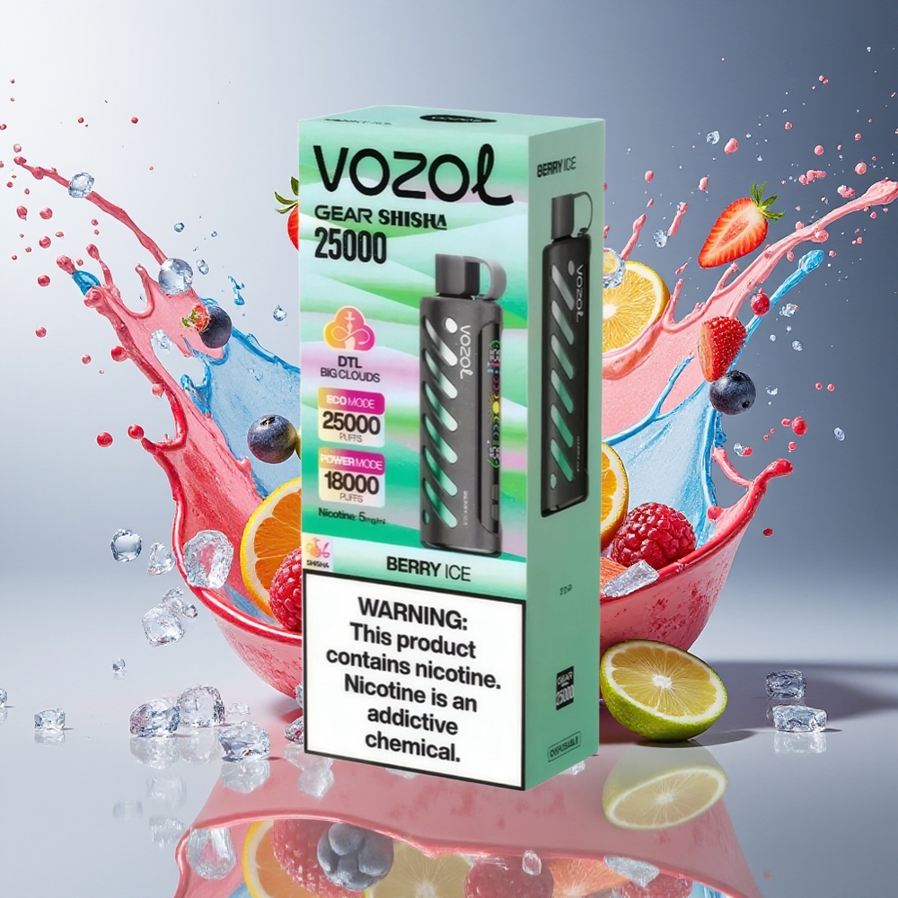 VOZOL Gear Shisha 25000 Puffs Norge Engros Bær Is Dual Mesh 1000mAh S.i.L.C Tech
