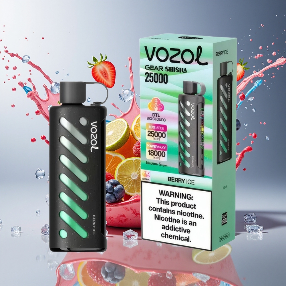 VOZOL Gear Shisha 25000 Puffs Norge Engros Bær Is Dual Mesh 1000mAh S.i.L.C Tech