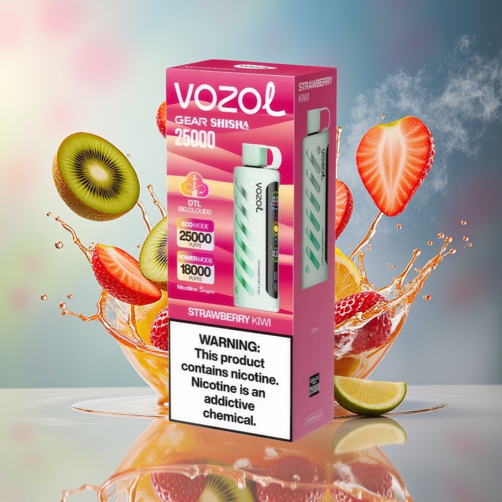 VOZOL Gear Shisha 25000 Puffs Norge Engros Dual Mesh Jordbær Kiwi Shisha 3mg/5mg