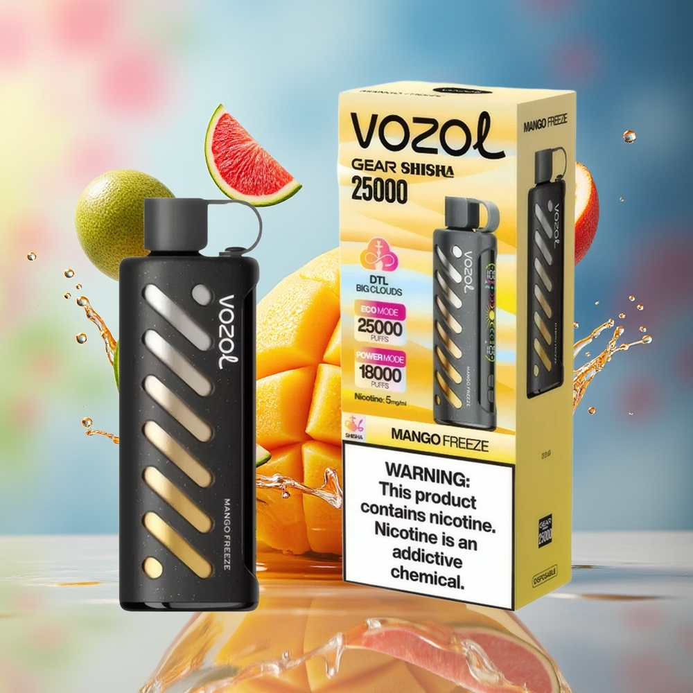 VOZOL Gear Shisha 25000 Puffs Norge Engros Mango Frost S.i.L.C Tech Dual Mesh 1000mAh