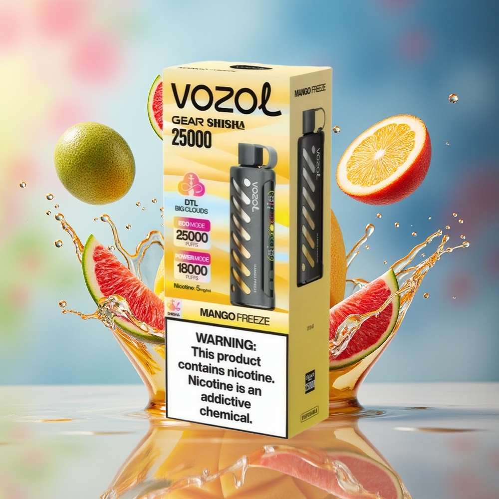 VOZOL Gear Shisha 25000 Puffs Norge Engros Mango Frost S.i.L.C Tech Dual Mesh 1000mAh