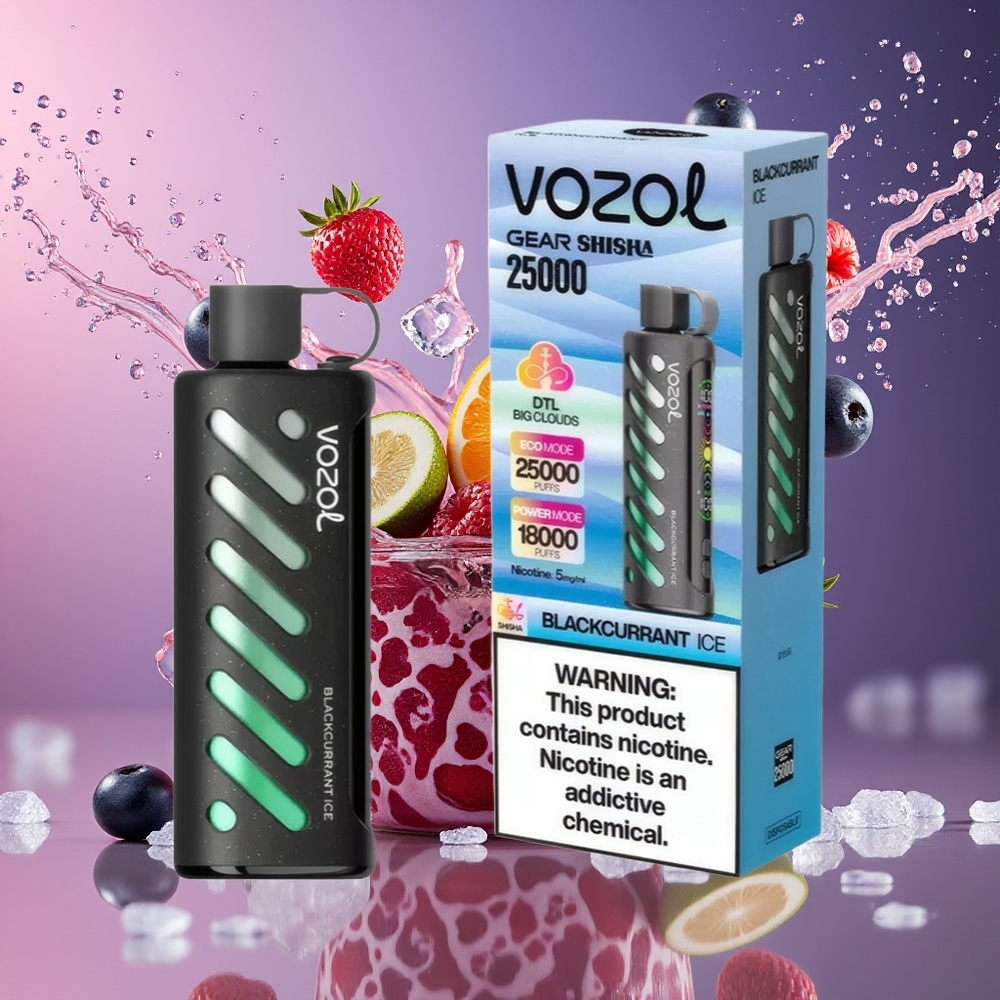 VOZOL Gear Shisha 25000 Puffs Norge Engros S.i.L.C Tech Svartsolbær Is