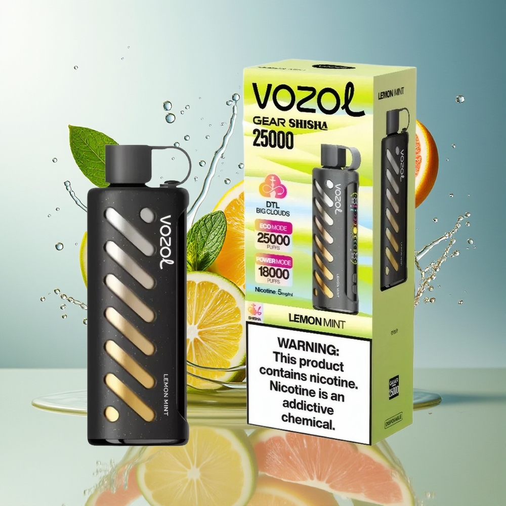 VOZOL Gear Shisha 25000 Puffs Norge Engros Sitron Mynte Dual Mesh S.i.L.C Tech 1000mAh