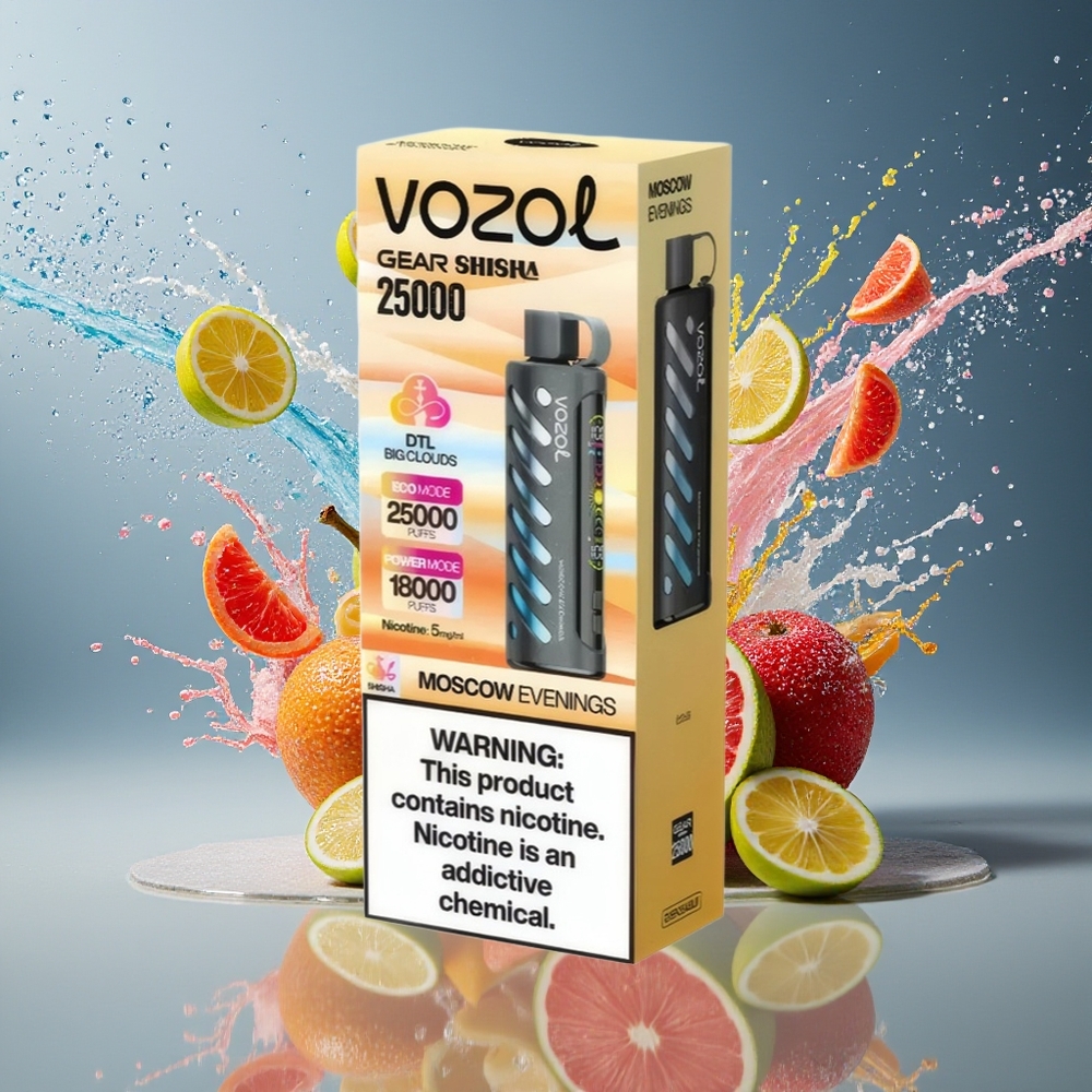 VOZOL Gear Shisha 25000 Puffs S.i.L.C Tech Dual Mesh Norge Engros Moskva Kvelder