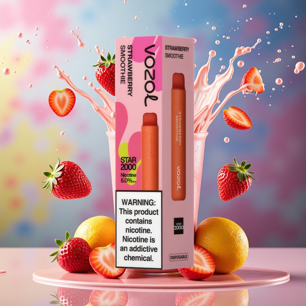 VOZOL STAR 2000 Engros Norge Engros 2000 Puffs 50mg/ml Jordbærsmoothie Myk Munnstykke