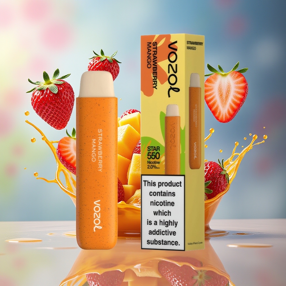 VOZOL STAR 550 Engros Norge Oppløselig Oppslagsbar Batteri 2ML 550 Puffs Jordbær Mango