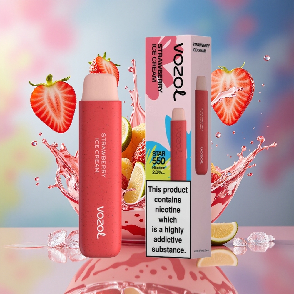 VOZOL STAR 550 Nedbrytbar Batteri 450mAh Norge Engros Jordbær Iskrem