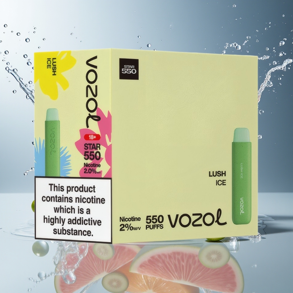 VOZOL STAR 550 Nedbrytbar Batteri 550 Puffs Suftig Is Norge Engros