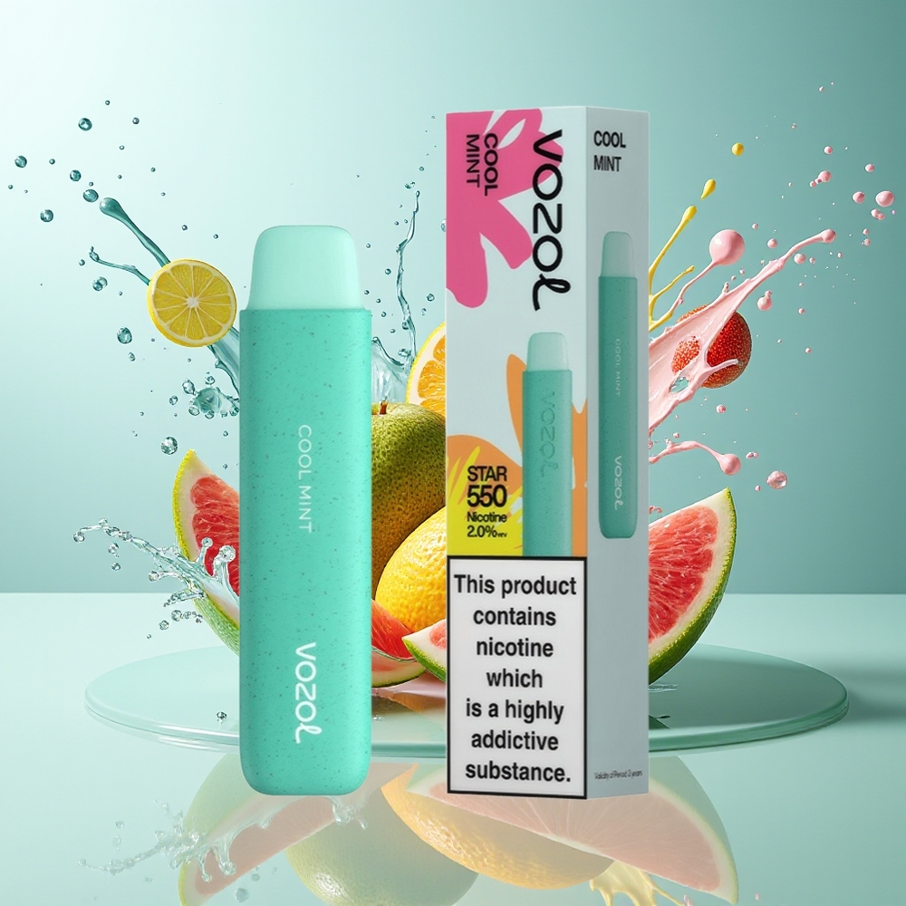 VOZOL STAR 550 Nedbrytbar & Demonterbar 2ML 450mAh 550 Puffs Kjølig Mynte Norge Engros