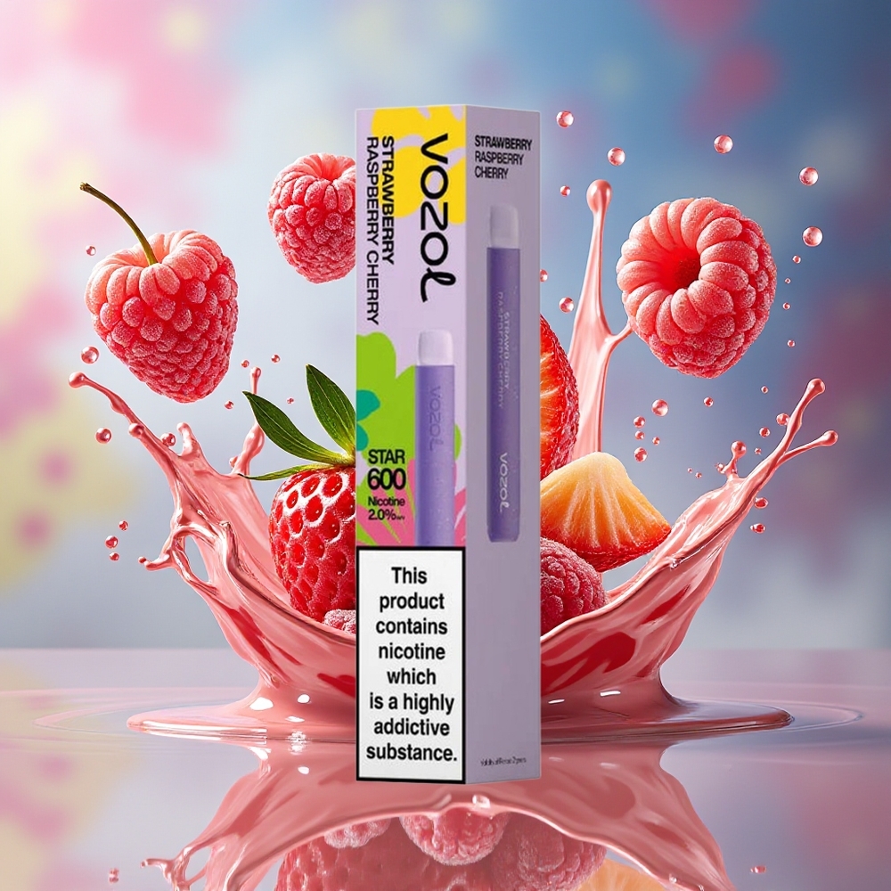 VOZOL STAR 600 Norge Engros VAMT Mesh Jordbær Bringebær Kirsebær 2ML 500mAh 600 Puffs