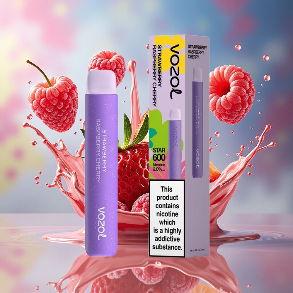 VOZOL STAR 600 Norge Engros VAMT Mesh Jordbær Bringebær Kirsebær 2ML 500mAh 600 Puffs
