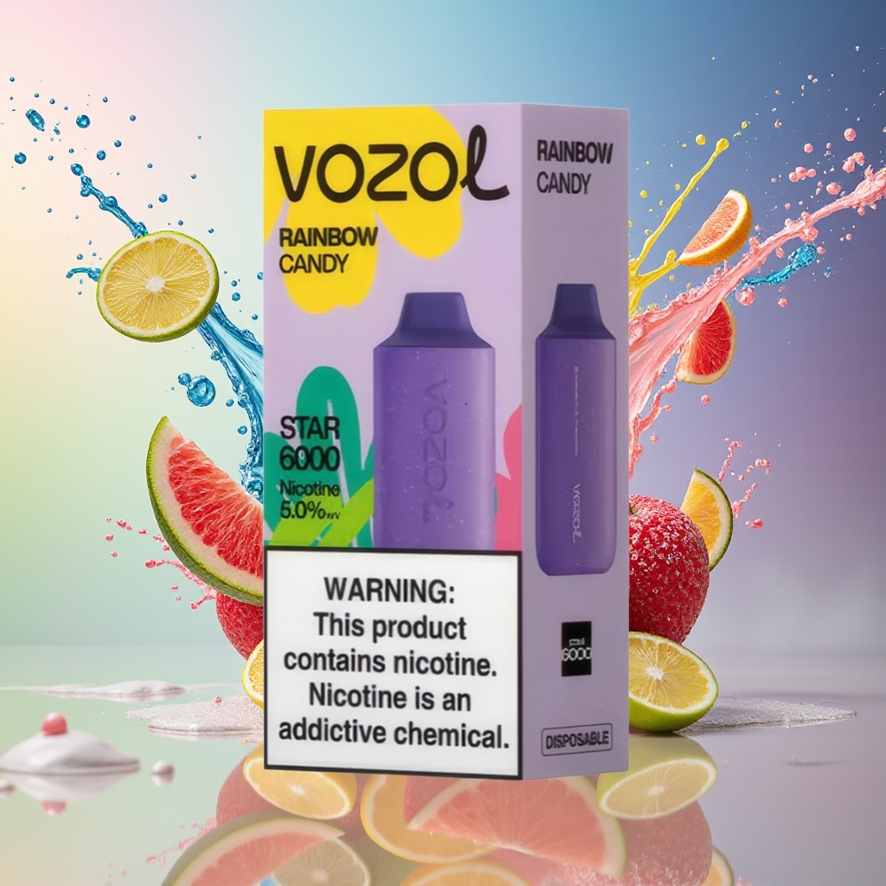 VOZOL STAR 6000 Engangs E-vape Regnbue Godteri Norge Engros 14ML 6000 Puffs