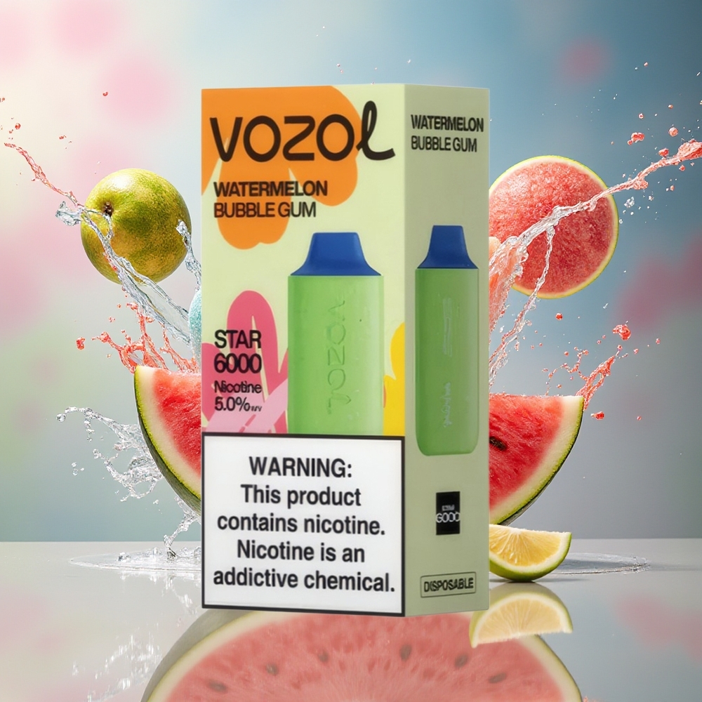 VOZOL STAR 6000 Engros Norge Vannmelon Tyggegummi 65% PCR Type-C 14ML 6000 Puffs