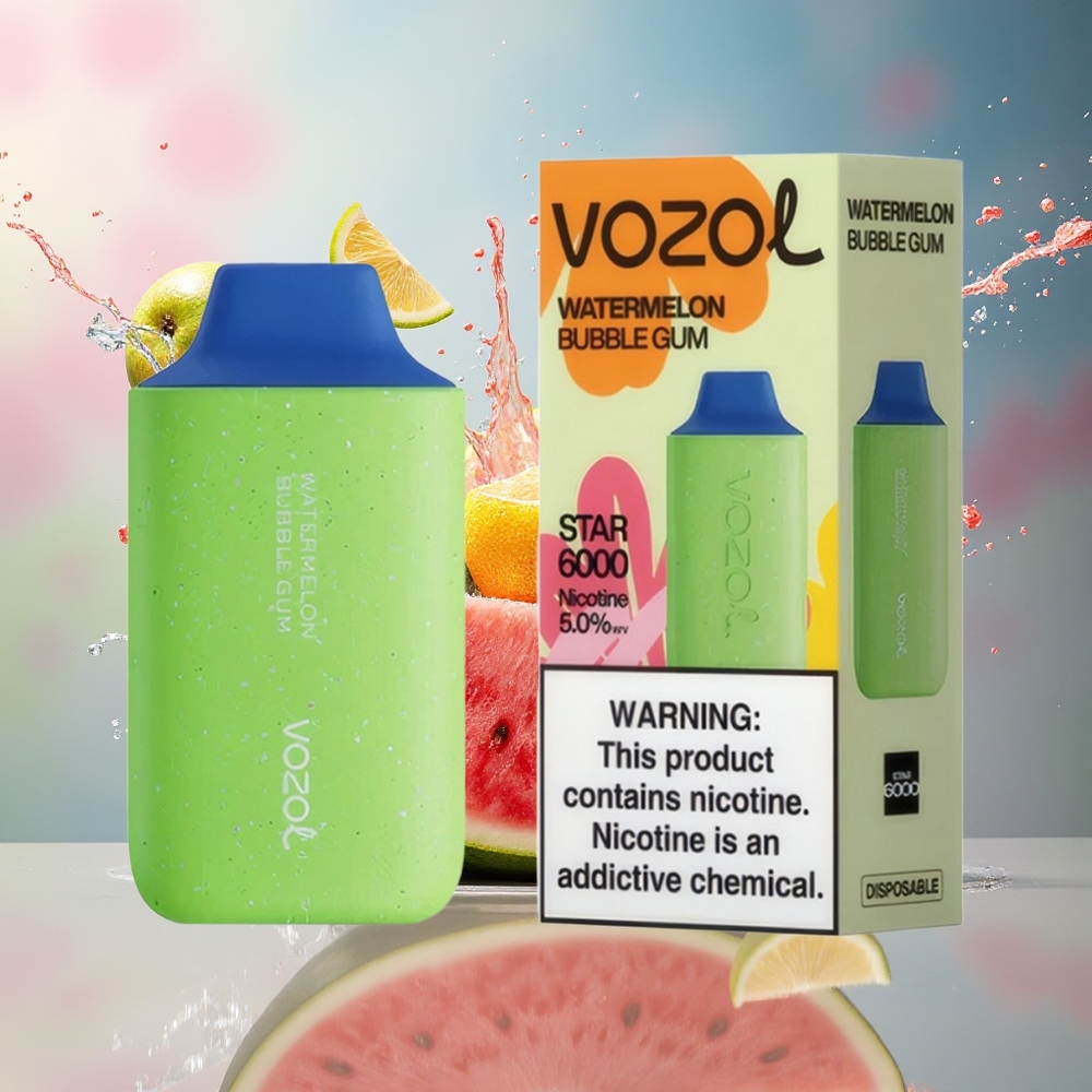 VOZOL STAR 6000 Engros Norge Vannmelon Tyggegummi 65% PCR Type-C 14ML 6000 Puffs