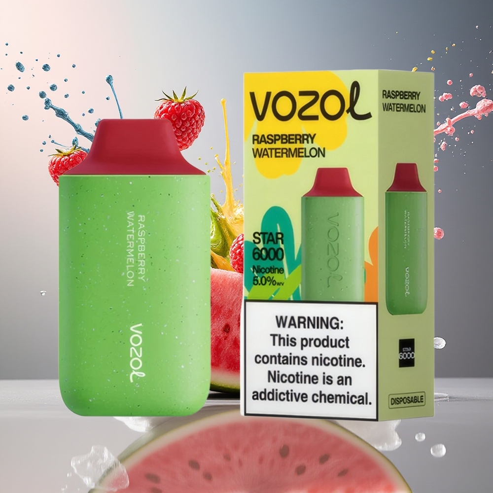 VOZOL STAR 6000 Norge Engros 65% PCR 14ML Type-C Bringebær Vannmelon