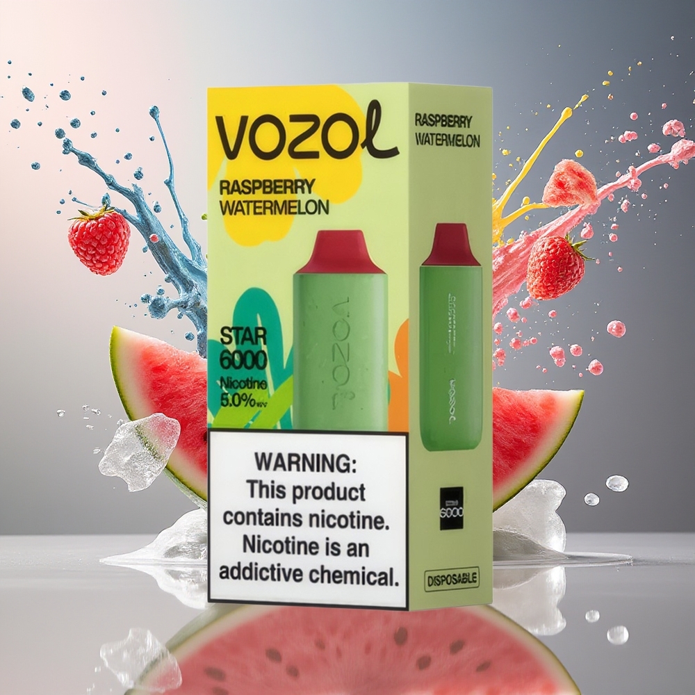 VOZOL STAR 6000 Norge Engros 65% PCR 14ML Type-C Bringebær Vannmelon