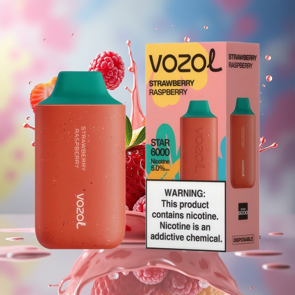 VOZOL STAR 6000 Norge Engros 65% PCR Jordbær Bringebær Type-C 14ML 500mAh 6000 Puffs