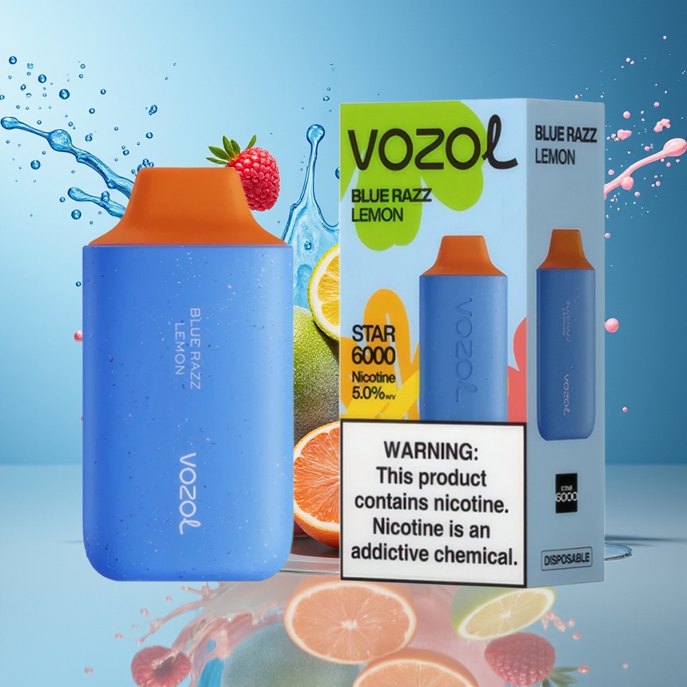 VOZOL STAR 6000 Norge Engros 65% PCR Type-C Blå Bringebær Sitron