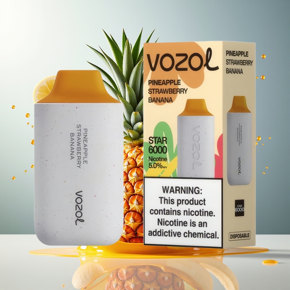 VOZOL STAR 6000 Norge Engros Ananas Jordbær Banan 65% PCR Type-C 14ML 6000 Puffs