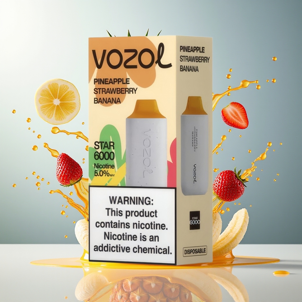 VOZOL STAR 6000 Norge Engros Ananas Jordbær Banan 65% PCR Type-C 14ML 6000 Puffs