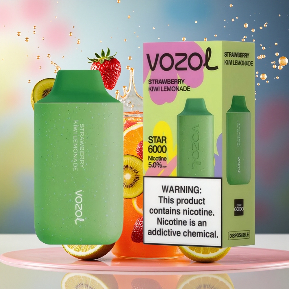 VOZOL STAR 6000 Norge Engros Engangs Vape Jordbær Kiwi Lemonade 65% PCR Type-C 14ML 500mAh 50mg/ml 6000 Puffs