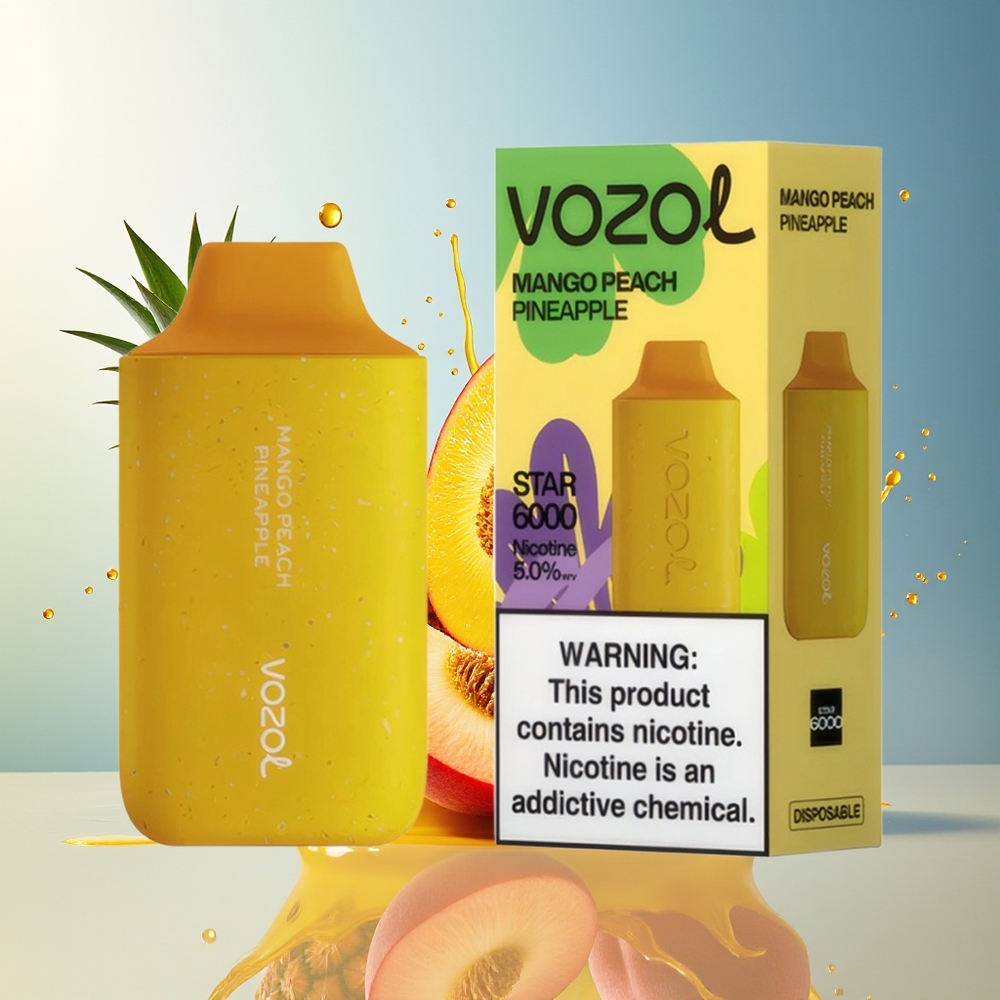 VOZOL STAR 6000 Norge Engros Mango Fersken Ananas 65% PCR Type-C 14ML 6000 Puffs