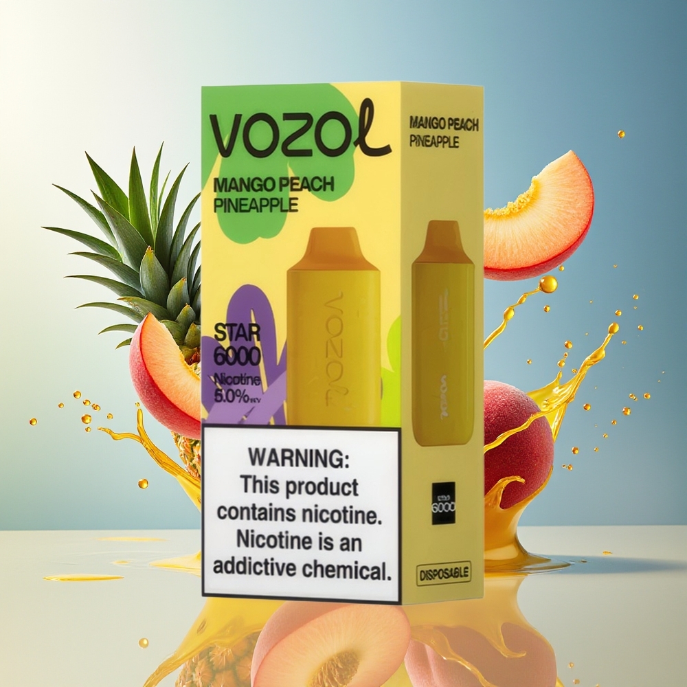 VOZOL STAR 6000 Norge Engros Mango Fersken Ananas 65% PCR Type-C 14ML 6000 Puffs