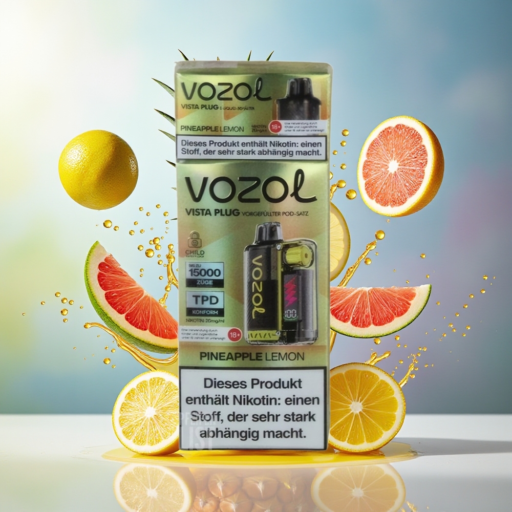 VOZOL VISTA PLUG 6000/10000 Engros Norge Ananas Sitron 360° Smak 650mAh 4-Watt
