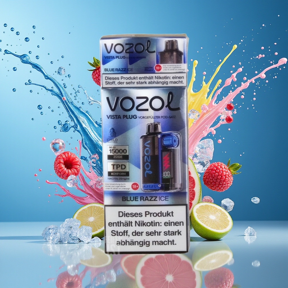 VOZOL VISTA PLUG 6000/10000 Norge Engros Blå Bringebær Is 360° Smak 650mAh 0/20mg/ml