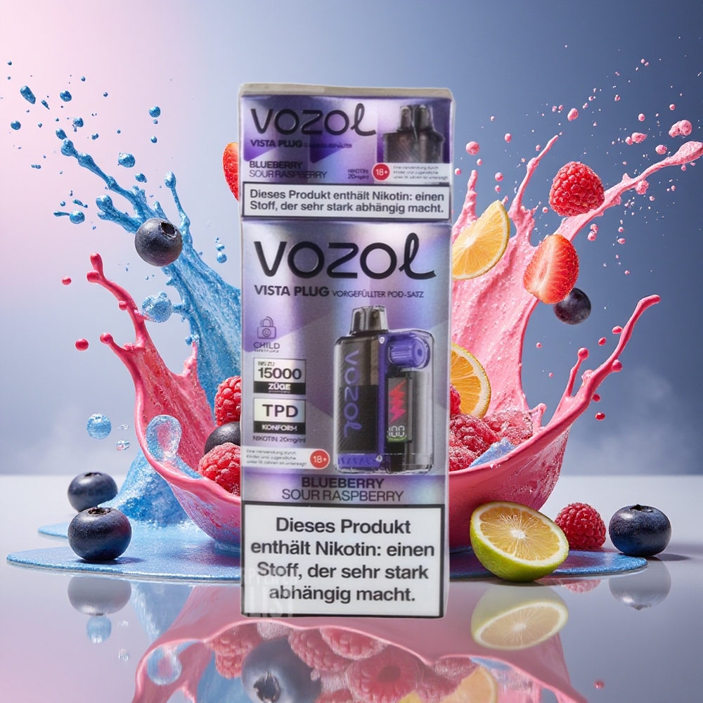 VOZOL VISTA PLUG 6000/10000 Norge Engros Blåbær Sur Bringebær 650mAh Synlig Tank