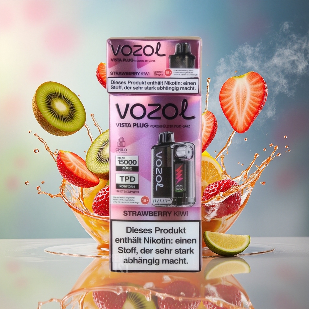 VOZOL VISTA PLUG 6000/10000 Norge Engros Jordbær Kiwi 360° Smakfrihet Synlig E-væske