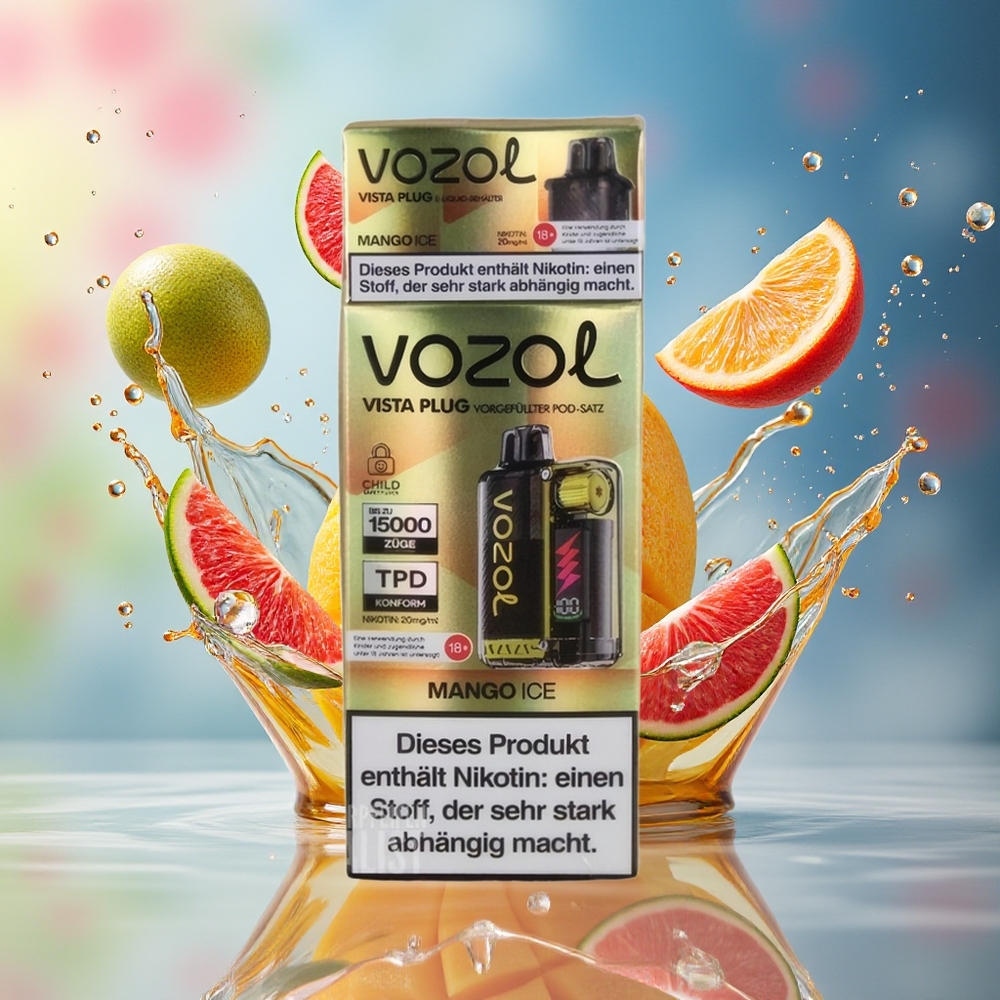 VOZOL VISTA PLUG 6000/10000 Norge Engros Mango Is 360° Smakfrihet 650mAh Synlig Tank