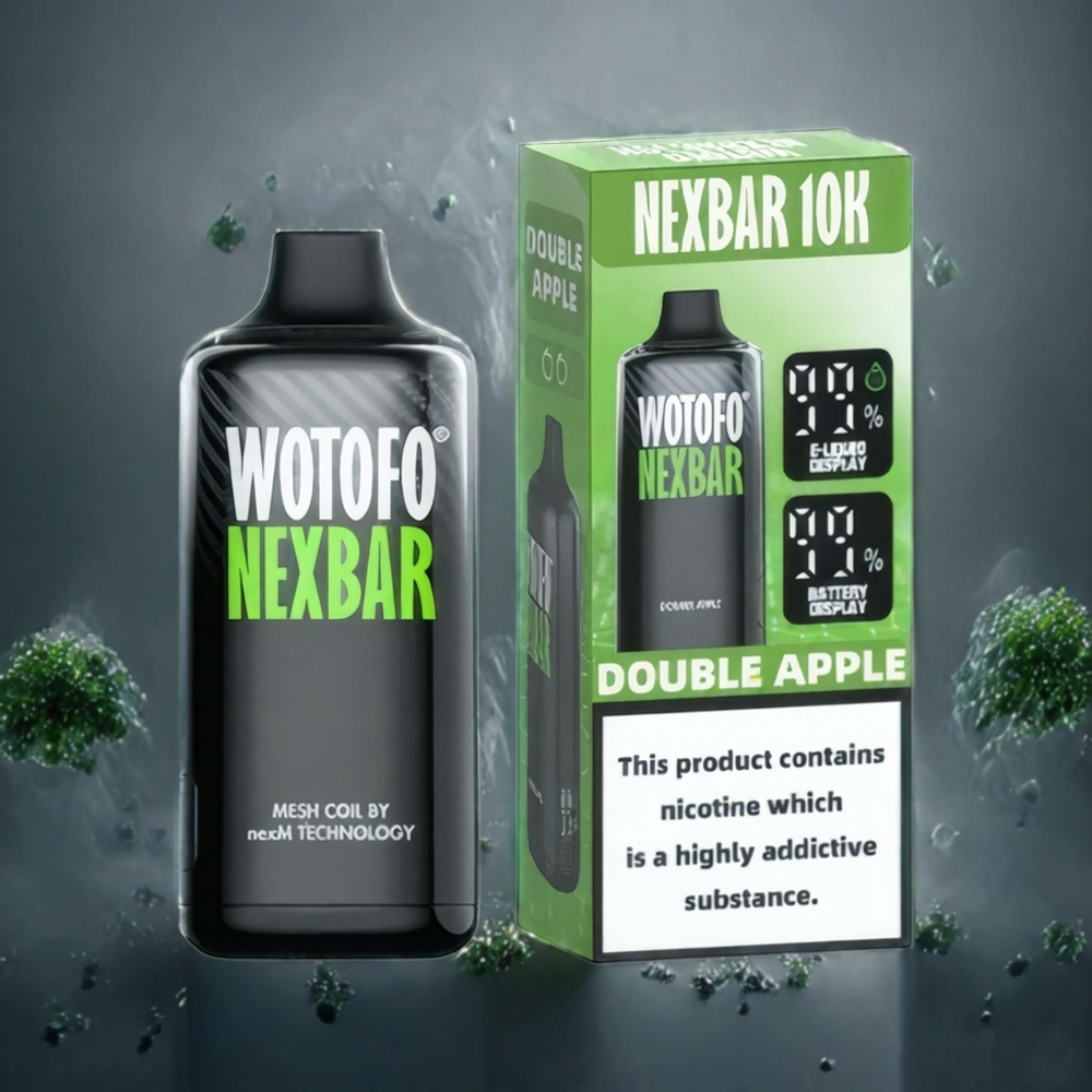 Wotofo NexBar 10000 Puffs Norge Engros Dobbel Eple 20ml 50mg Type-C Mesh Coil