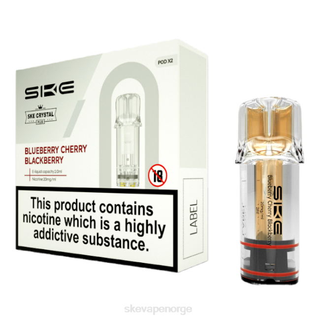 SKE Vape Crystal | SKE krystall vapes pluss pods blåbær kirsebær bjørnebær 2DJR108