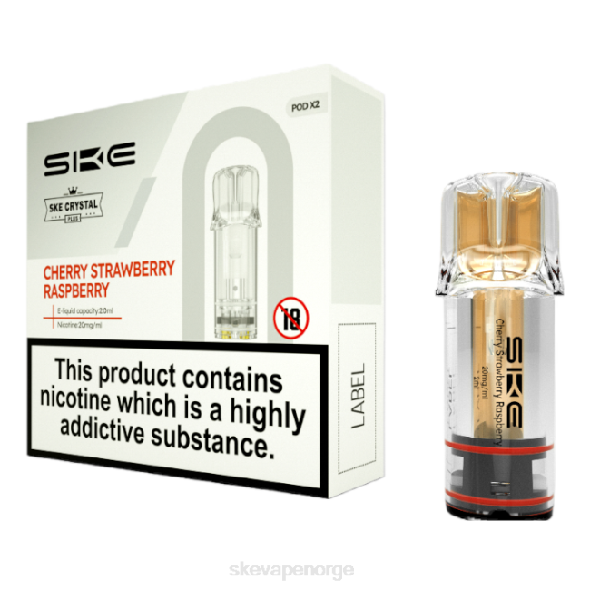 SKE Vape Pods | SKE krystall vapes pluss pods kirsebær jordbær bringebær 2DJR109